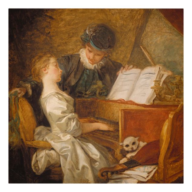 Billeder kunsttryk Jean Honoré Fragonard - The Piano Lesson