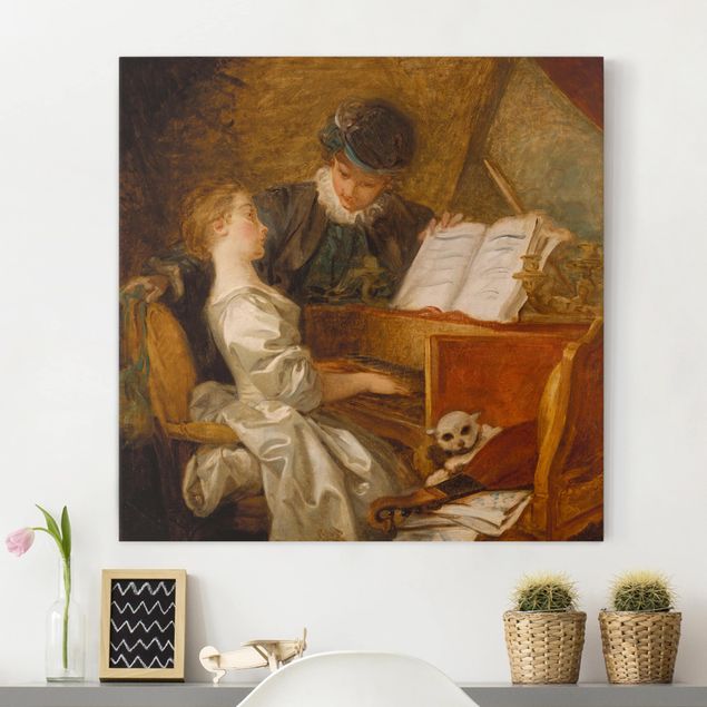 køkken dekorationer Jean Honoré Fragonard - The Piano Lesson