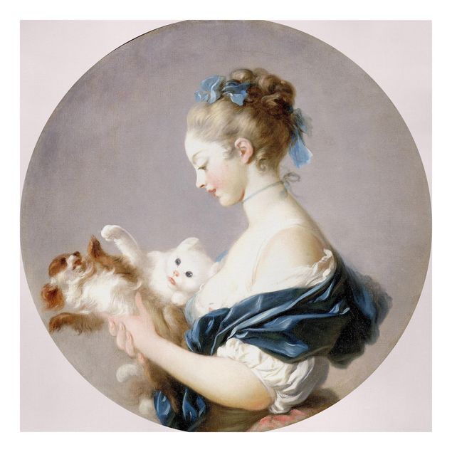 Billeder katte Jean Honoré Fragonard - Girl playing with a Dog and a Cat