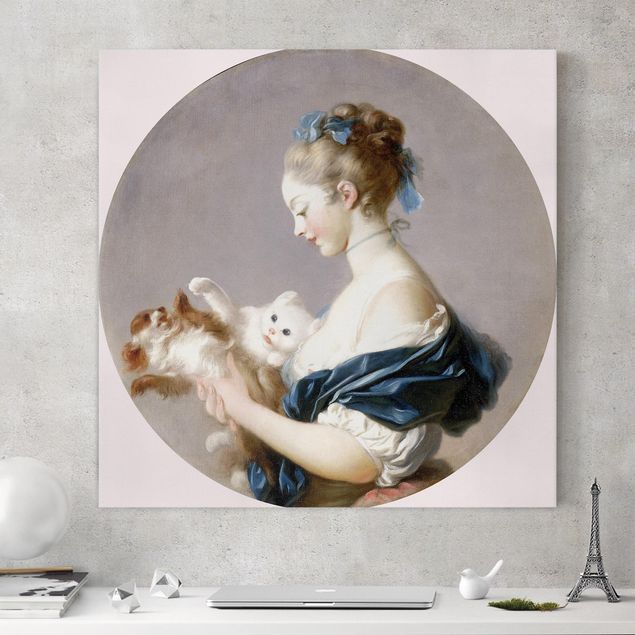 køkken dekorationer Jean Honoré Fragonard - Girl playing with a Dog and a Cat