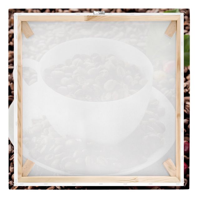 Billeder på lærred Coffee Cup With Roasted Coffee Beans