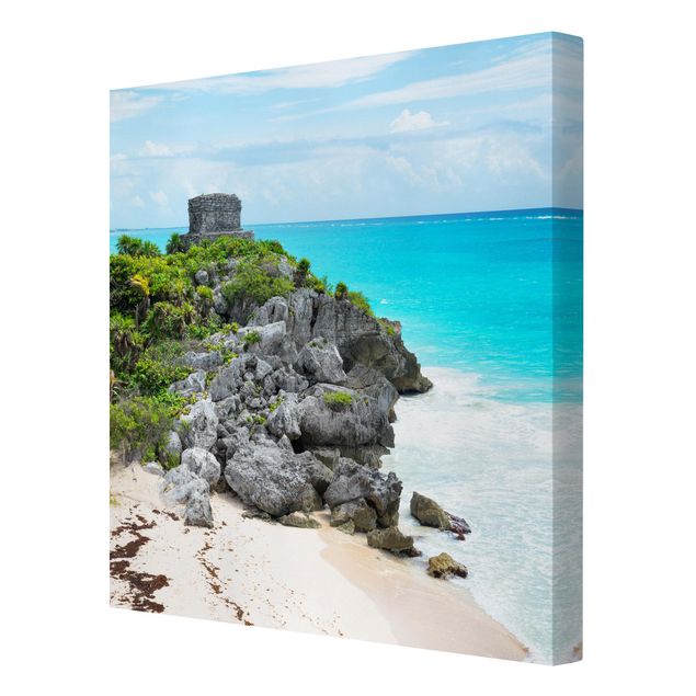 Billeder på lærred arkitektur og skyline Caribbean Coast Tulum Ruins