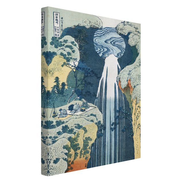 Billeder på lærred vandfald Katsushika Hokusai - The Waterfall of Amida behind the Kiso Road