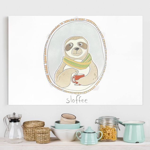 Billeder på lærred ordsprog Caffeinated Sloth