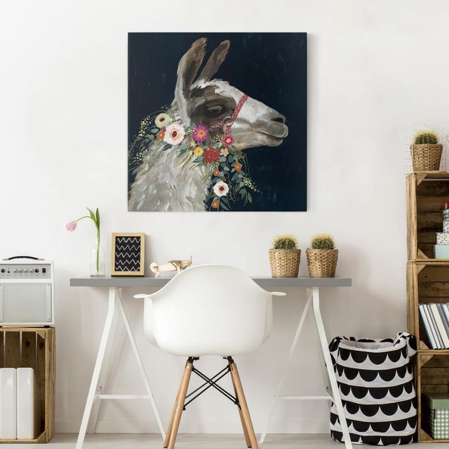 Billeder moderne Lama With Floral Decoration I