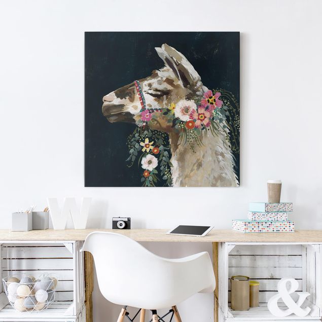 Billeder moderne Lama With Floral Decoration II