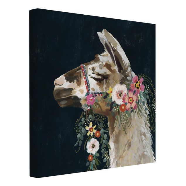 Billeder dyr Lama With Floral Decoration II