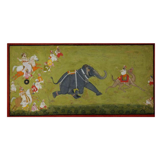Billeder på lærred kunsttryk Maharaja Jagat Singh Pursues A Fleeing Elephant