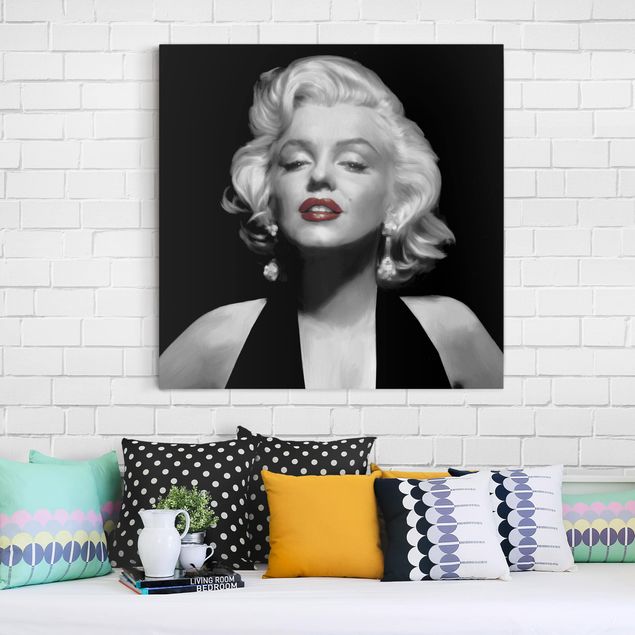 Billeder på lærred vintage Marilyn With Red Lips