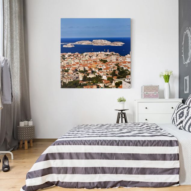 Billeder på lærred arkitektur og skyline Marseilles