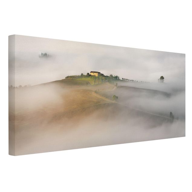 Billeder på lærred landskaber Morning Fog In The Tuscany
