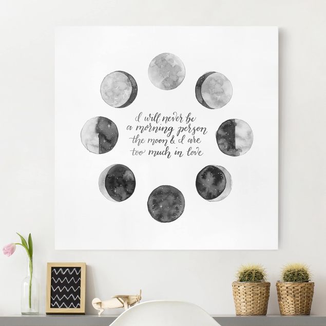Billeder på lærred sort og hvid Ode To The Moon - Love
