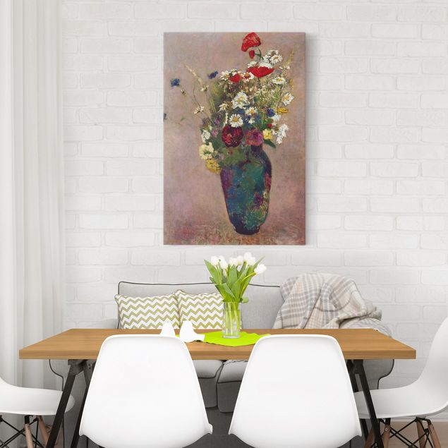 Billeder på lærred valmuer Odilon Redon - Flower Vase with Poppies