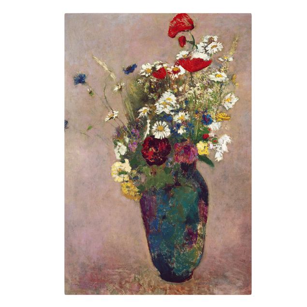 Billeder på lærred blomster Odilon Redon - Flower Vase with Poppies