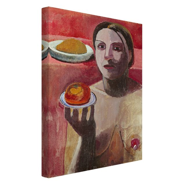Billeder på lærred kunsttryk Paula Modersohn-Becker - Semi-nude Italian Woman with Plate