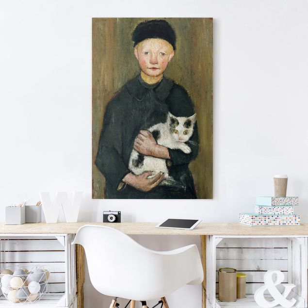 Billeder på lærred katte Paula Modersohn-Becker - Boy with Cat