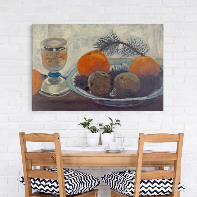 køkken dekorationer Paula Modersohn-Becker - Still Life with frosted Glass Mug, Apples and Pine Branch