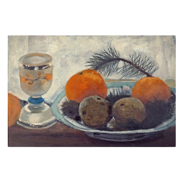 Billeder blomster Paula Modersohn-Becker - Still Life with frosted Glass Mug, Apples and Pine Branch