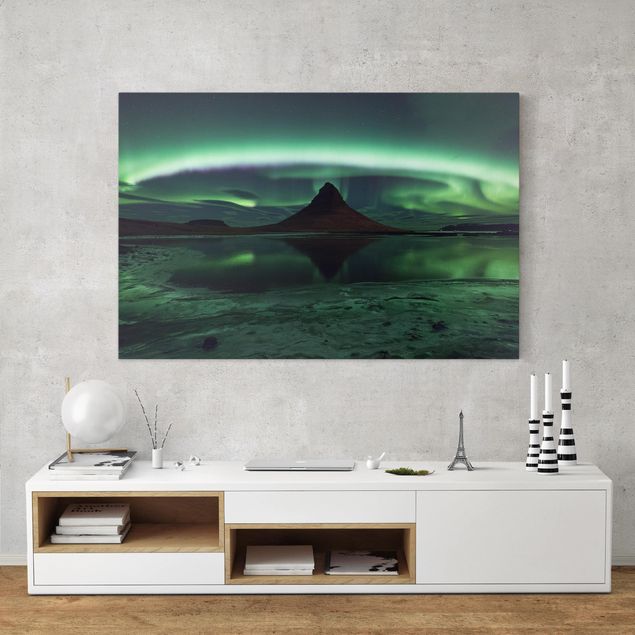 Billeder på lærred bjerge Northern Lights In Iceland