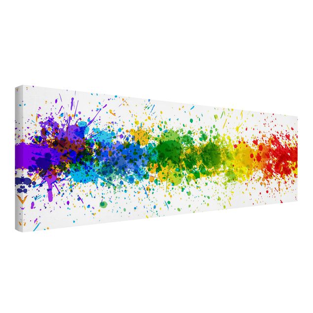 Billeder på lærred abstrakt Rainbow Splatter