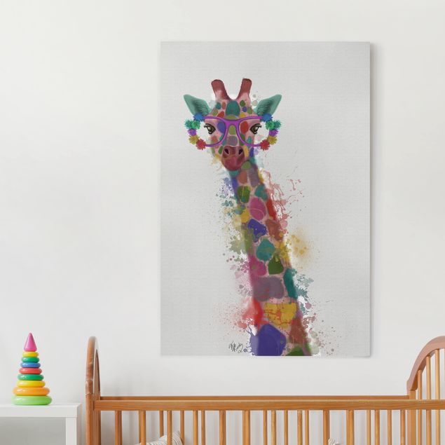 Billeder på lærred giraffer Rainbow Splash Giraffe