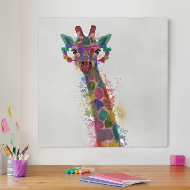 Billeder på lærred giraffer Rainbow Splash Giraffe