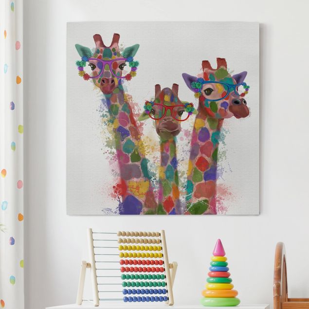 Børneværelse deco Rainbow Splash Giraffe Trio