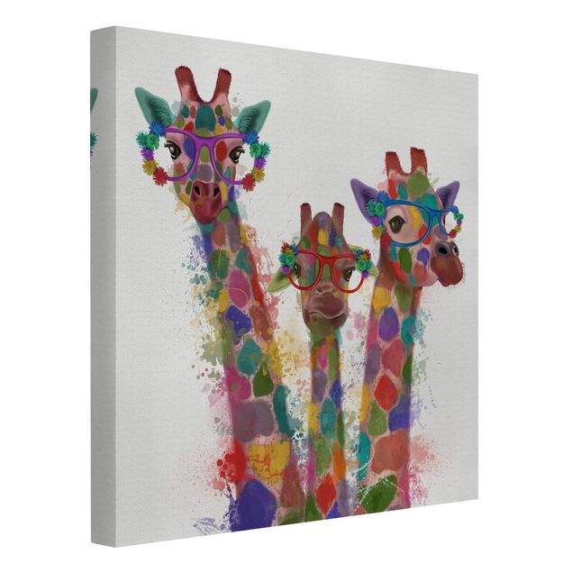Billeder på lærred dyr Rainbow Splash Giraffe Trio