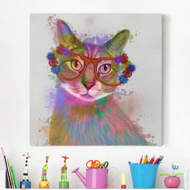 Billeder på lærred katte Rainbow Splash Cat