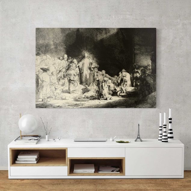 køkken dekorationer Rembrandt van Rijn - Christ healing the Sick. The Hundred Guilder
