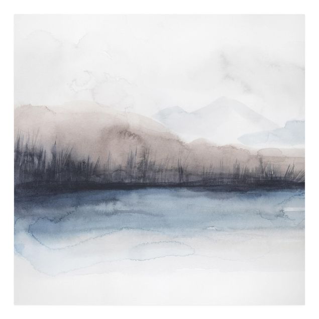 Billeder abstrakt Lakeside With Mountains II