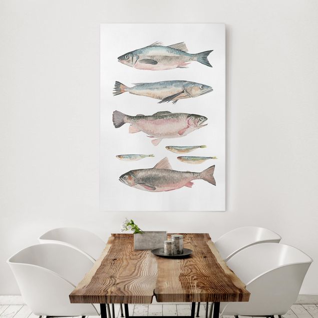Billeder fisk Seven Fish In Watercolour I