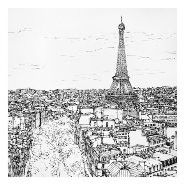Billeder på lærred sort og hvid City Study - Paris
