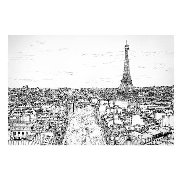Billeder på lærred sort og hvid City Study - Paris