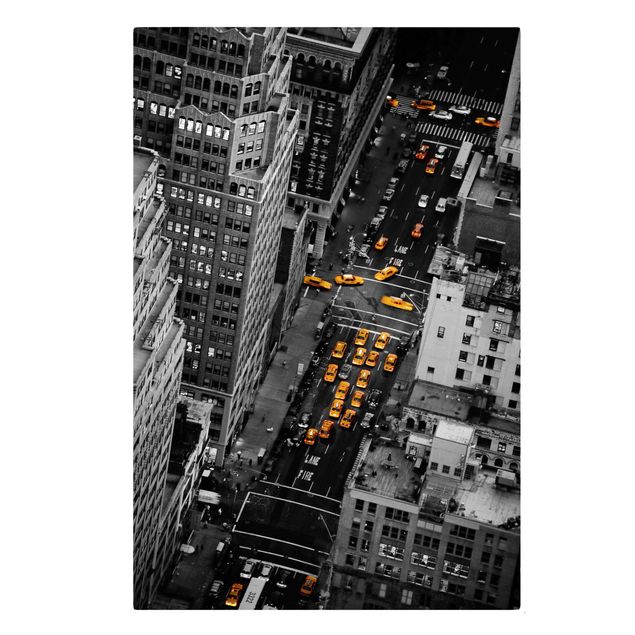 Billeder på lærred sort og hvid Taxi Lights Manhattan