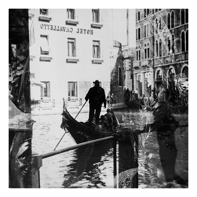Billeder på lærred sort og hvid Venice Reflections