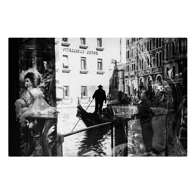 Billeder på lærred sort og hvid Venice Reflections