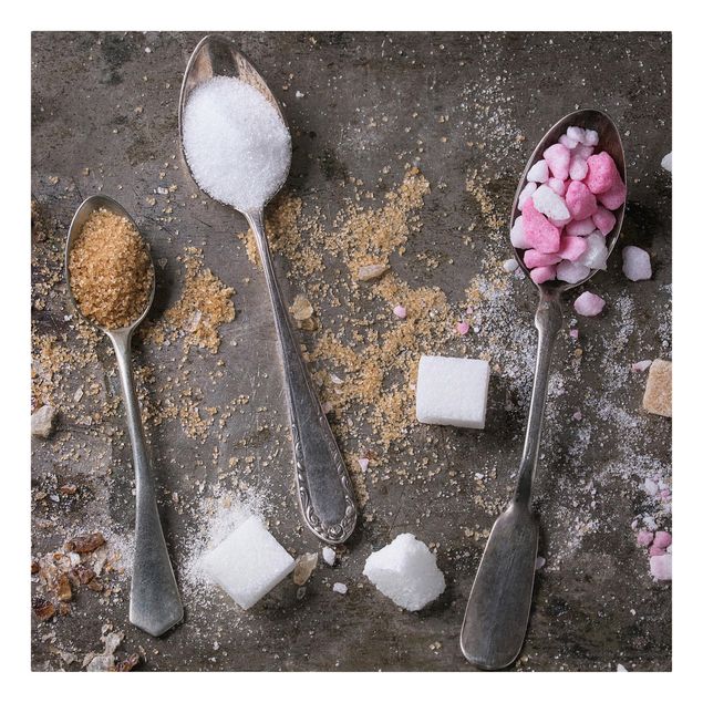 Billeder på lærred krydderier og urter Vintage Spoon With Sugar