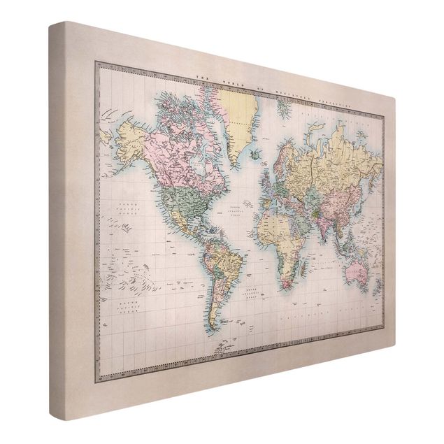 Billeder på lærred verdenskort Vintage World Map Around 1850