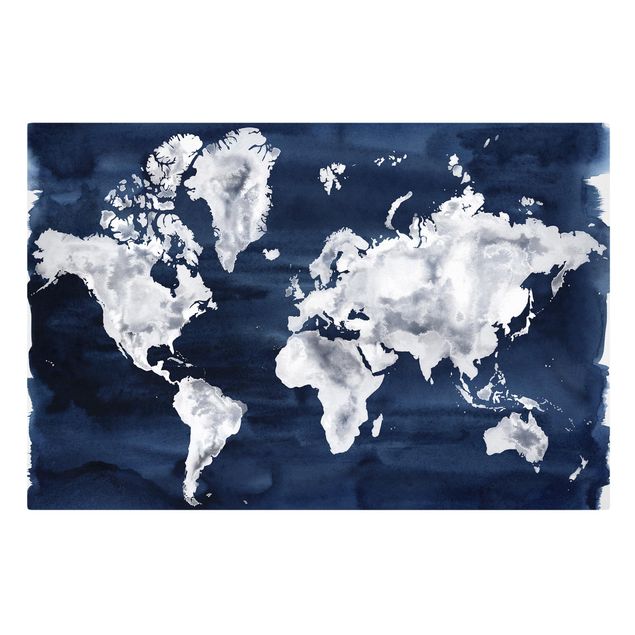 Billeder blå Water World Map Dark
