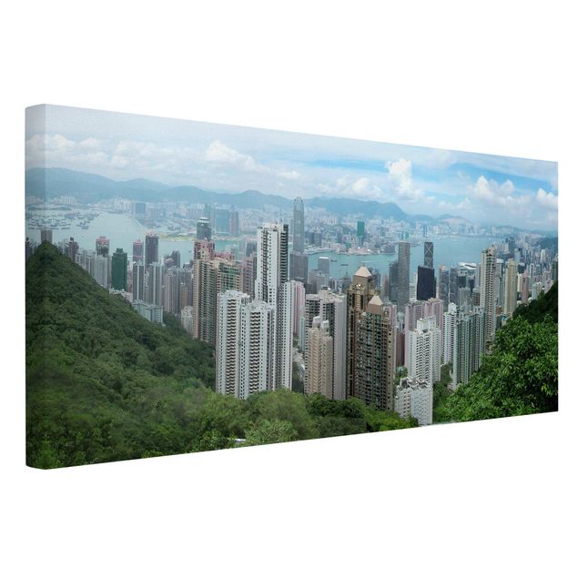 Billeder på lærred arkitektur og skyline Watching Hongkong