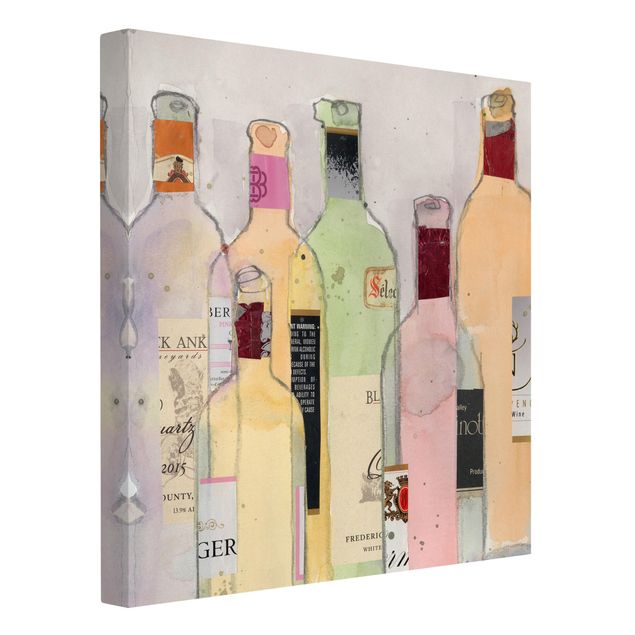Billeder på lærred Wine Bottles In Watercolour I