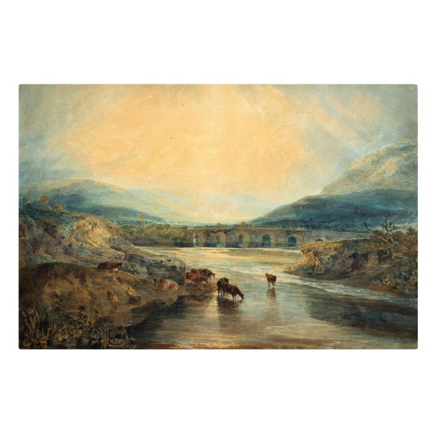 Billeder bjerge William Turner - Abergavenny Bridge, Monmouthshire: Clearing Up After A Showery Day