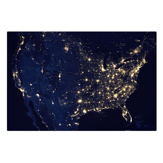 Billeder sort NASA Picture USA From Space By Night