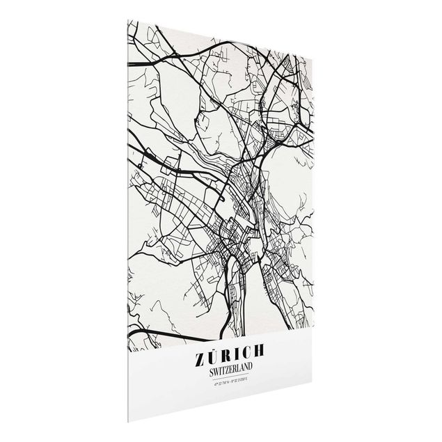 Glasbilleder ordsprog Zurich City Map - Classic