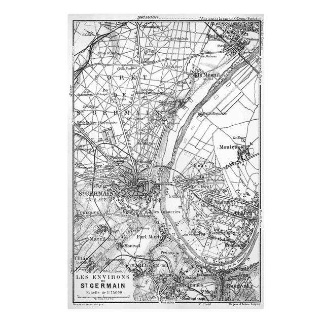 Billeder på lærred verdenskort Vintage Map St Germain Paris