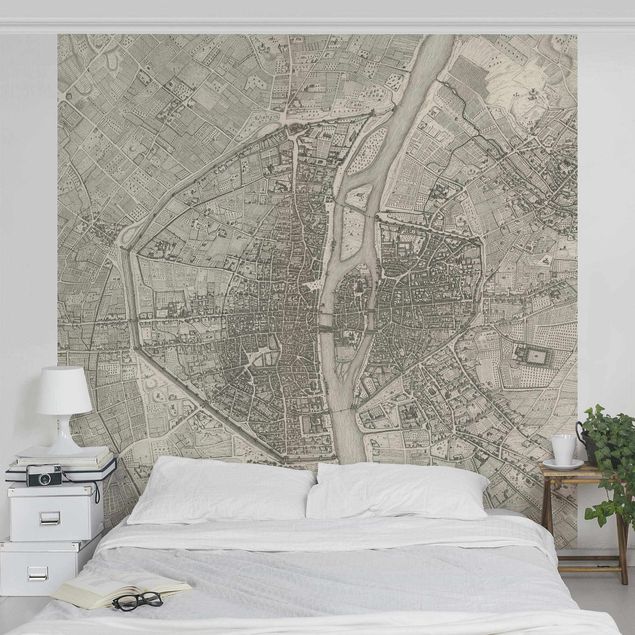 Moderne tapet Vintage Map Paris
