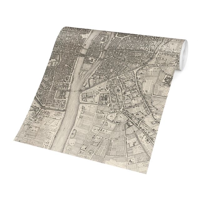 Fototapet verdenskort Vintage Map Paris
