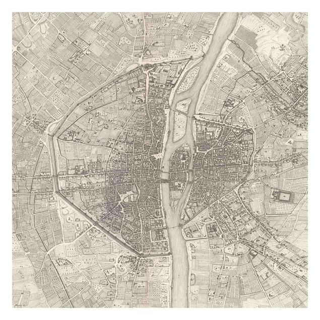 Tapet beige Vintage Map Paris