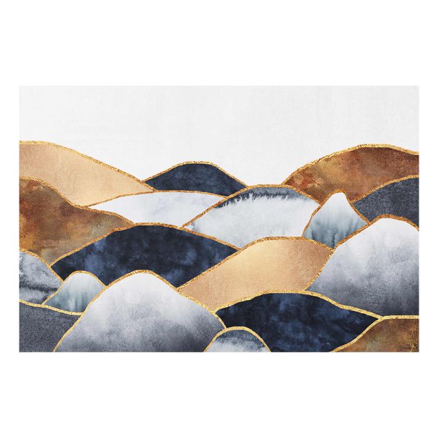 Billeder bjerge Golden Mountains Watercolour